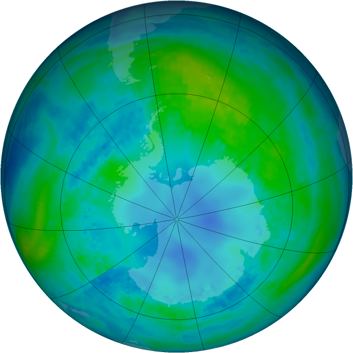 Antarctic ozone map for 28 April 2003
